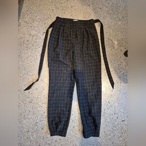 Leith Black Windowpane Dress Pants with Matching Belt